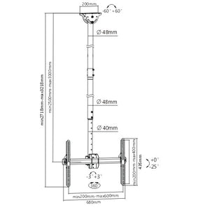 Telescopic Full-motion TV Ceiling Mount | TVB-90